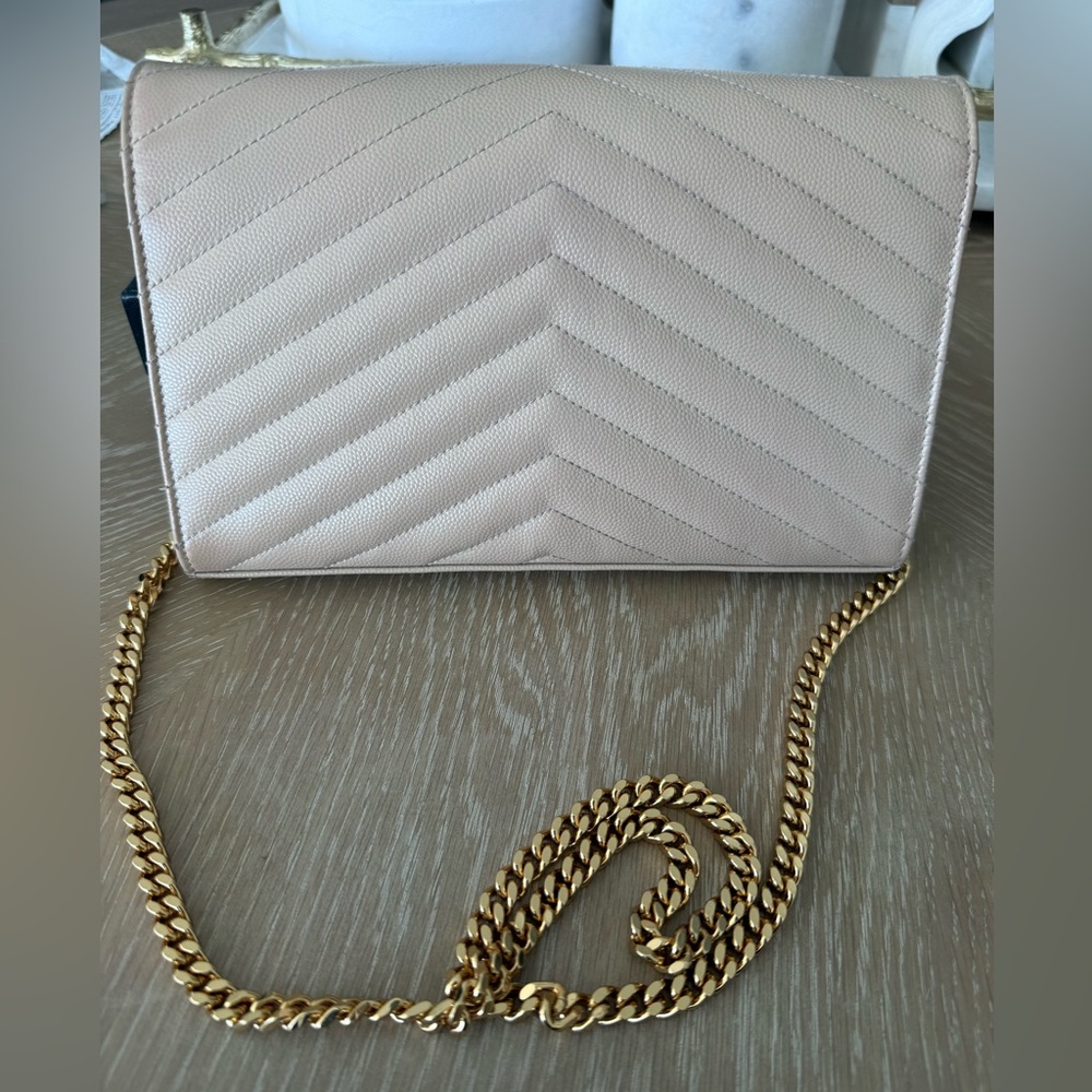 Yves Saint Laurent Classic CASSANDRE chain on wallet in grain LEATHER full set - Picture 11 of 12